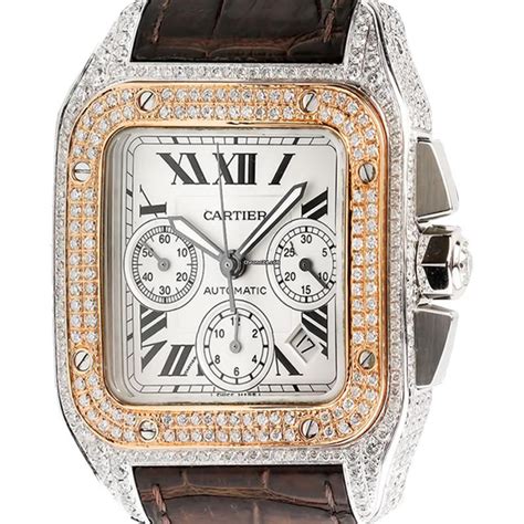 movimento cartier santos 100|Cartier Santos 100 diamond bezel.